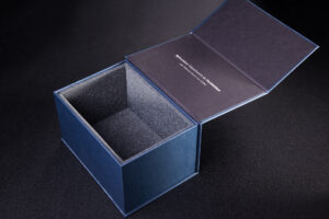 Box padded with foam.